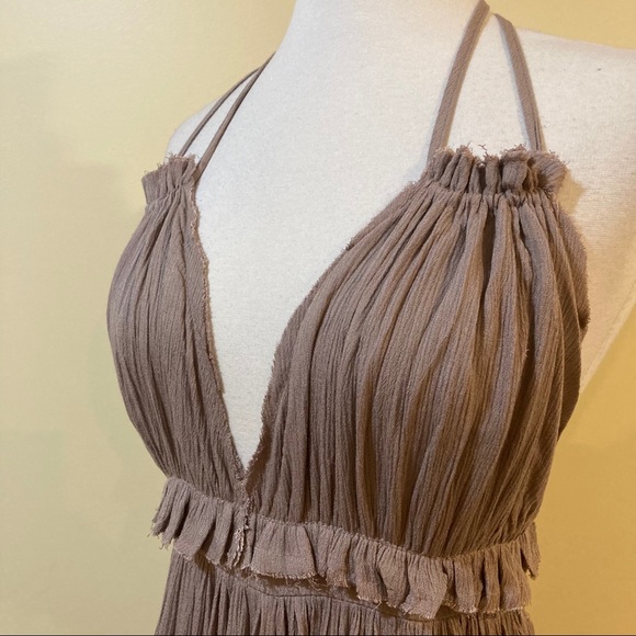 Boho Mesh Dots Hem Backless Halter Swing Dress - Picture 6 of 11